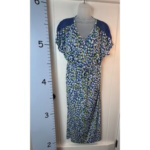 NOTTIBIANCHE Blue Knit Floral Cottagecore Lace Maxi Dress‎ Medium